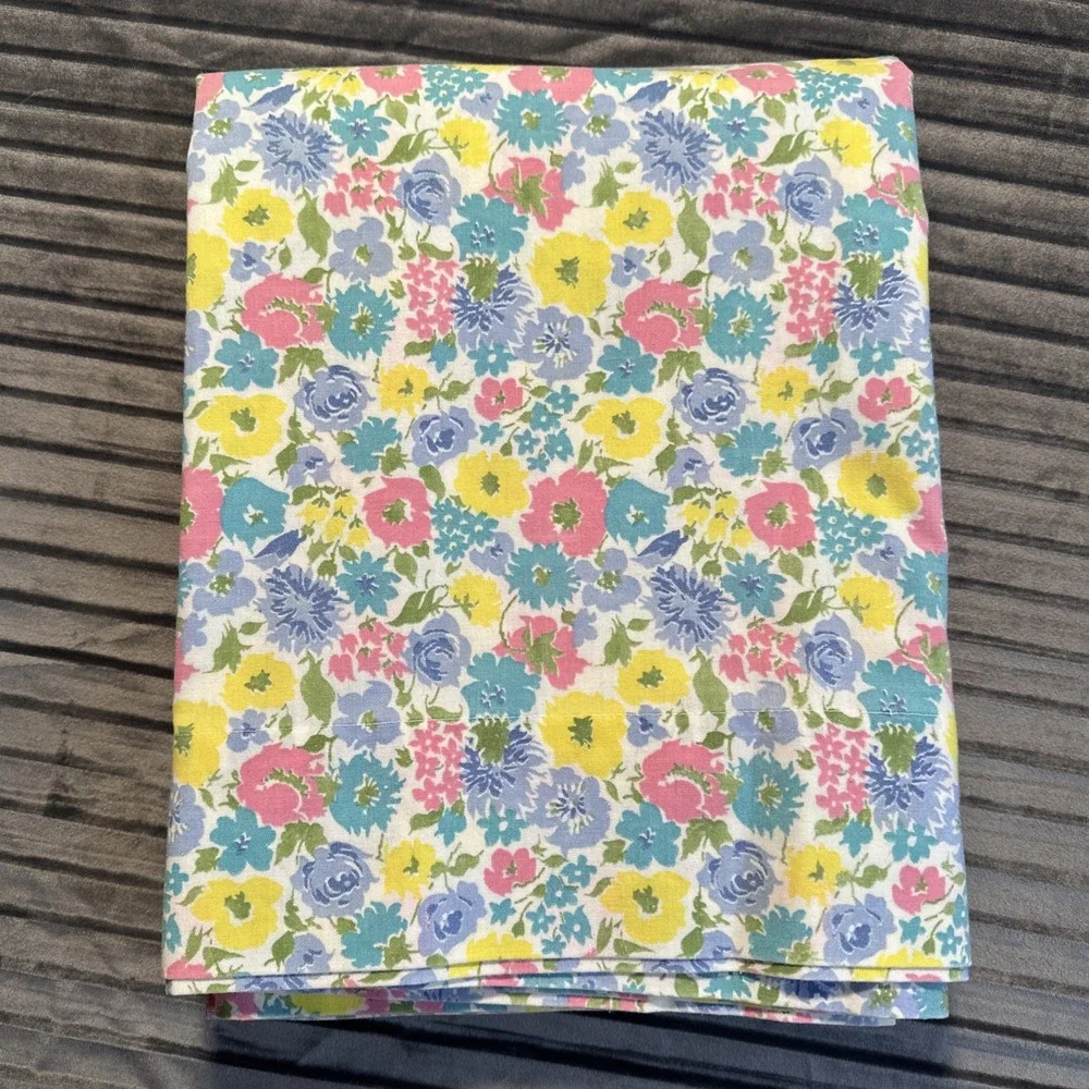 2 Dantrel Muslin By Dan River Twin Flat Sheets Shabby Granny Floral Unhemmed